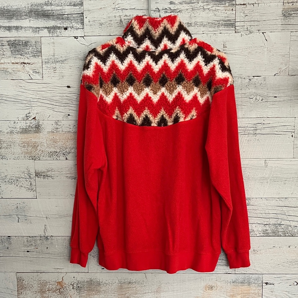 Aerie Red and Multicolor Quarter Zip Up Sweater - Picture 3 of 4